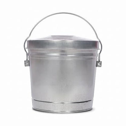 6 Gallon Galvanized Steel Storage Container with Locking Lid, Wire Handle