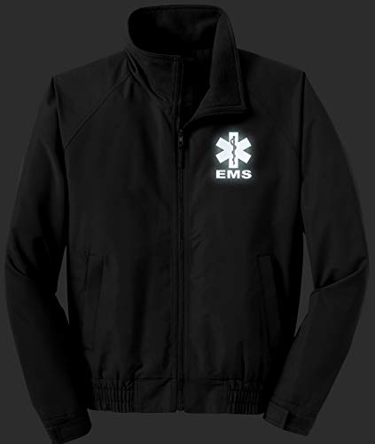 Smart People Clothing EMS economy jacket, REFLECTIVE logo fleece lining Emergency Medical - color: Black, size: Medium