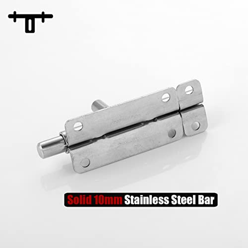 JQK Door Security Slide Latch Lock Barrel Bolt, 304 Stainless Steel Sliding Gate Latches Thickened 1.4mm with Padlock Hole, Silver, 4 Pack HBB120-P4 - color: Silver, size: 4 Pack