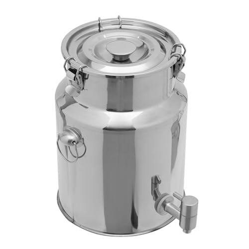 10L/2.64Gal Stainless Steel Beverage Storage Dispenser with a Spigot Milk Can Drink Jug Dispenser with Hangable Lid, 7.87 * 11.81in (Silver - 10L/2.64Gal) - color: Silver - 10L/2.64Gal