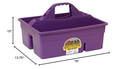 Little Giant® Plastic DuraTote | Horse Grooming DuraTote | Durable Tote Box Organizer with Easy Grip Handle | Extra Thick Sidewalls | Purple - color: Purple