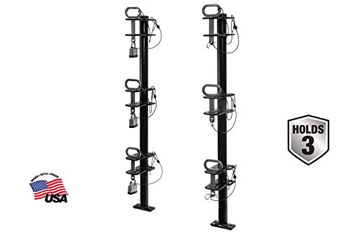 Buyers Products LT13 3-Position Lockable Trimmer Rack, Black Steel | Lockable 3-Position Steel Rack Helps Keep Trimmers Secure, Organized, And Ready To Work On Busy Landscape Trailer Routes - size: 3-Position