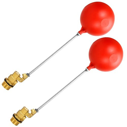 3/4 Inch float valve for water tank，water trough float valve | water float valve| Automatic Water Level Control for Water Tanks| Automatic stock tank | With 6 Inch Float Ball(2-Pack)