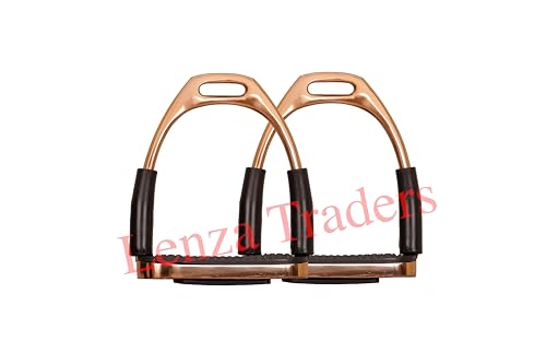Rose Gold Flexible Stirrups Horse Riding Bendy Flex Safety Irons S Steel - size: 4" inch