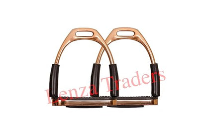 Rose Gold Flexible Stirrups Horse Riding Bendy Flex Safety Irons S Steel - size: 4" inch