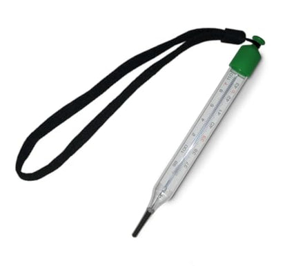 Mercury-Free Glass Veterinary Thermometer with Lanyard. 5” for Livestock and Large Animals.