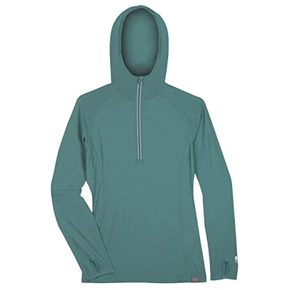 MERIWOOL Women’s Base Layer Hoodie Lightweight Merino Wool Long Sleeve Thermal - color: Teal, size: Small