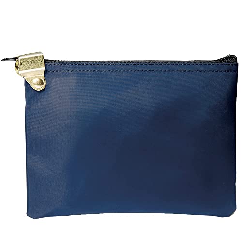 BankSupplies Navy Blue Laminated Nylon Lockable Medication Bag - 8W x 5.5H - Secure, Durable, and Compliant - color: Navy Blue