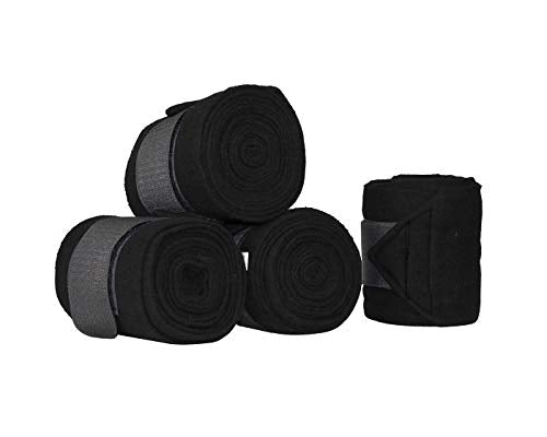 Derby Originals Set of 4 Super Soft Fleece Horse Polo Wraps with Velcro - color: Red