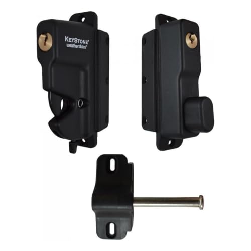 Weatherables Keystone 2-Sided Key-Lockable Gate Latch – Nylon Polymer Heavy Duty Gate Latch with Self-Latching Gate Lock – Made for Easy Installation on Metal, Wood & Vinyl Fences, Keyed Alike - style: 2-Sided Polymer
