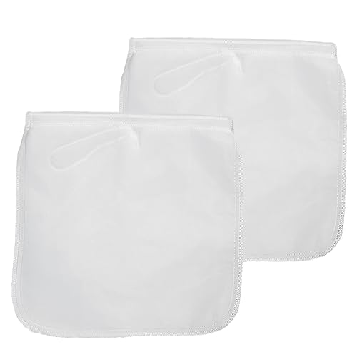2 Pack Reusable 150 Micron Fine Mesh Bag Nut Milk Bag, Nylon Nut Bag Strainer for Straining FruitJuice,Apple Grape Wine Press,NutMilk,Yogrut,Doufu,Almond, Coffee with Drawstring (11.8x11.8in)