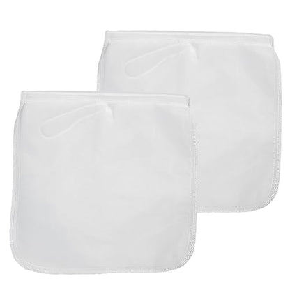 2 Pack Reusable 150 Micron Fine Mesh Bag Nut Milk Bag, Nylon Nut Bag Strainer for Straining FruitJuice,Apple Grape Wine Press,NutMilk,Yogrut,Doufu,Almond, Coffee with Drawstring (11.8x11.8in)