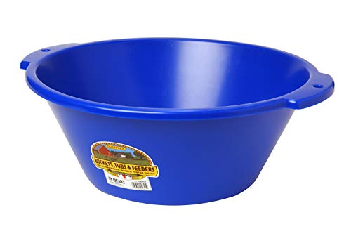 Little Giant® Plastic Feed Pan | Heavy Duty Mountable Livestock Feeding Bucket | Plastic Tire Feeder | Impact & Crack Resistant | 18 Quart | Blue - color: Blue, size: 18 Quarts