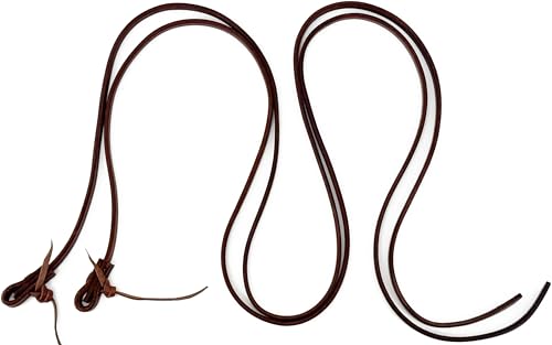 Jeereal Leather Split Reins, Heavy Oil Weighted 15oz, 6.0mm Thickness, Broken in,1/2" Width Supple Leather Reins for Western Horse ProTack