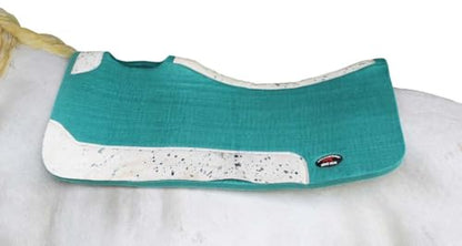 Horse 32" x 30" Western Contoured Wool Felt Therapeutic Saddle Pad 39232 - color: Teal Hair-on