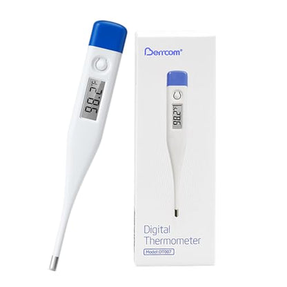 Berrcom Digital Thermometer for Adults, Kids, Babies, Oral Rectal Underarm | Medical Thermometer with Fever Alarm, C/F Switchable, Body Temperature, Fast Read, Oral in Mouth, Rectal, Under Arm Use - color: Light Blue