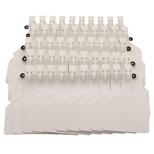 50Pcs Z Tags One-Piece Cattle Ear Tags TPU Blank Livestock Animal Identification for Cattle, Sheep, Goat, Pig, Large Size (White)