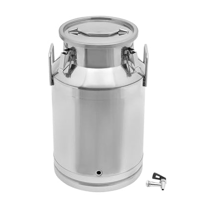 Stainless Steel Milk Can 40 Liter Milk Bucket Milk Jug Wine Pail Bucket 10.57 Gallon Milk Can Tote Jug with Faucet & Sealed Lid Heavy Duty Milk Can Tote Jug, Silver - color: With Faucet, size: 40L/ 10.5Gallon