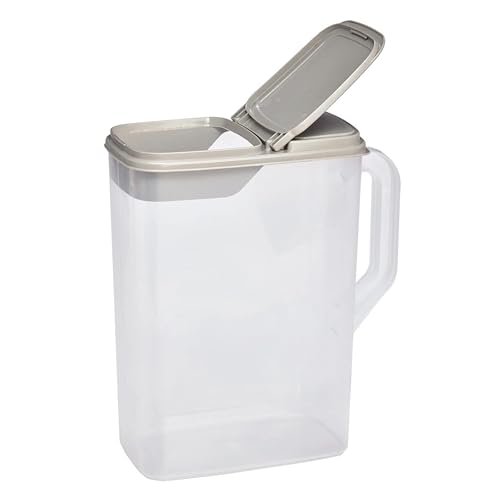 Buddeez Pet Food Storage Container - 8 Quart Capacity Dog / Cat Food & Bird Seed Container with Durable EZ Grip Handle, Flip Gray Lid (includes 1 Cup Clear Scoop) | Durable dry-food storage, For dog food, cat food or bird seed, Includes scoop, desk pet co