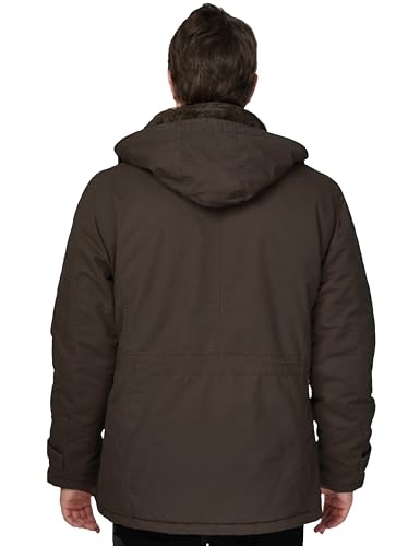 WenVen Men's Winter Thicken Fleece Cotton Military Parka Jacket Warm Coat - color: Brown, size: Medium