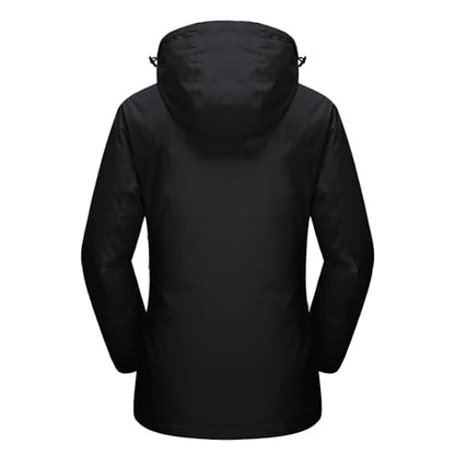MAGCOMSEN Women's 3-in-1 Winter Coats Snow Ski Jacket Waterproof Windproof Fleece Lined Winter Jacket Parka - color: Pure Black, size: X-Small