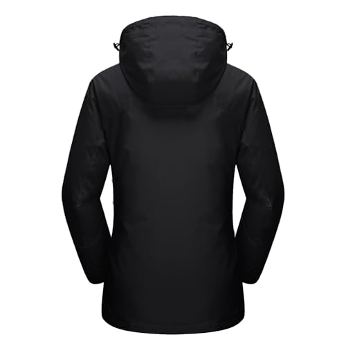 MAGCOMSEN Women's 3-in-1 Winter Coats Snow Ski Jacket Waterproof Windproof Fleece Lined Winter Jacket Parka - color: Pure Black, size: Small