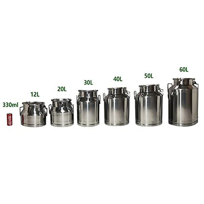 12L/3.17Gallon Stainless Steel Milk Can - Heavy Duty Milk Jug Bucket with Ergonomic Handle and Tight Lid, SS Liquid Solid Container, Non-Slip Base, Seamless Design, Simply Rinse for Clean - size: 12L/3.17Gallon