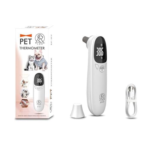 Pet Thermometer for Dogs, Cats, and Livestock, Fast Digital Veterinary Thermometer with Long Probe, Comfortable Flexible Tip, Waterproof Design (White)