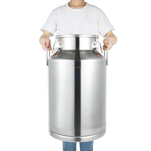 304 Stainless Steel Milk Can with Silicone Sealing - 20L/30L/40L/50L/60L Metal Liquid Storage Pail w/Lid Bucket Milk Pail Milk Barrel (60L) - size: 60L/15.85Gal