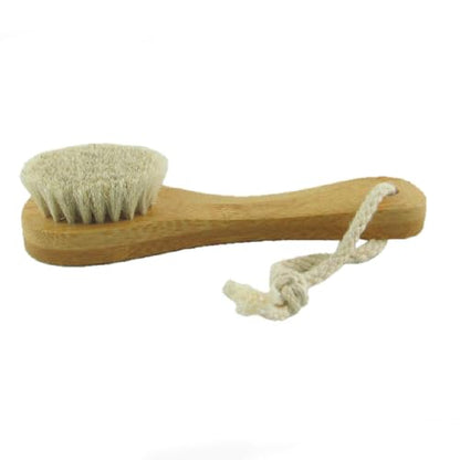 2 Pack 6" Bamboo Handle Dry Facial Cleansing Brush with Natural Soft Horsehair Bristles, Face Brush Cleanser Skin Care Exfoliating Brush Scrubber.