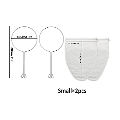 Cheese Cloth Bag for Straining Fine Mesh Strainer Reusable Nut Milk Bag | 2 Pack, Food-Grade BPA-Free, Stainless Steel Handle, Detachable Zipper, Hangable Design, Easy to Clean & Store - color: 2PC Small