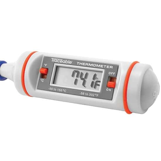 Traceable Digital Pocket Thermometer with Calibration, 302°F; 8" Long-Stem