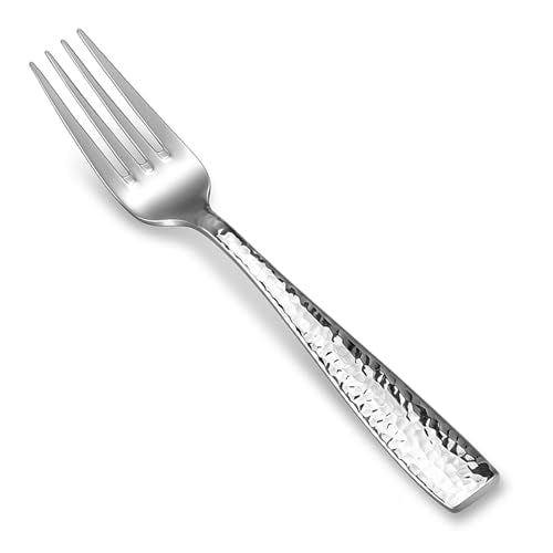 KEAWELL Premium Louis 4-Piece Hammered Salad Fork Set (4, 7.6" Salad Fork) | 18/10 Stainless Steel Salad Forks; Hammered Squared-Edge Handles; Smooth, Rounded Edges for Comfort; Dishwasher Safe - size: 7.6" Salad Fork