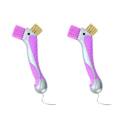 Horse Hoof Pick with Dual Brush,TPR Non-Slip Grip, Farrier Tool Hoof Pick for Horse Hoof Cleaning and Grooming - size: 2 pcs