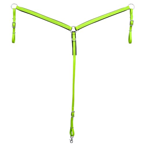 HILASON Western Horse Biothane Leather Breast Collar Tack - color: Lime Green & Black