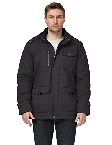WenVen Men's Winter Thicken Fleece Cotton Military Parka Jacket Warm Coat - color: Grey, size: Medium