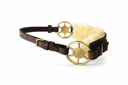 CHALLENGER Horse Western Fleece Padded Brown Leather Brass Cheeks Adjustable Hackamore 35H46