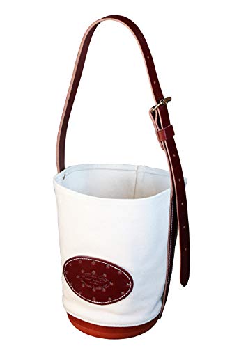 Outfitters Supply Classic Canvas & Leather Horse or Mule Feedbag, Handmade in Montana USA Leather, Adjustable Strap, Solid Leather Bottom with Leather Side Ventilation
