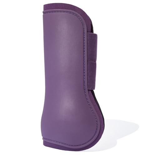 HORZE Adepto Open Front Tendon Boots | Durable Shell with Neoprene Lining - Blackcurrant Purple - Cob - color: Blackcurrant Purple, size: Cob