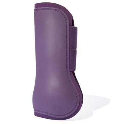 HORZE Adepto Open Front Tendon Boots | Durable Shell with Neoprene Lining - Blackcurrant Purple - Cob - color: Blackcurrant Purple, size: Cob