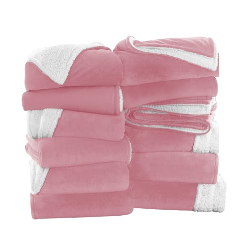 IR Imperial Rooms 12 Pack Bulk Twin Sherpa Blankets 60x80 Baby Pink - color: Baby Pink, size: Twin/Twin XL (Pack of 12)