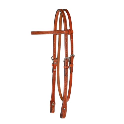 Circle Y Classic Floral Tooled Browband Headstall, Durable Double-Ply Leather Western Horseback Riding Headstall w/Stainless Steel Hardware, Adjustable Buckles, Chicago Screw Bit Ends - color: Regular
