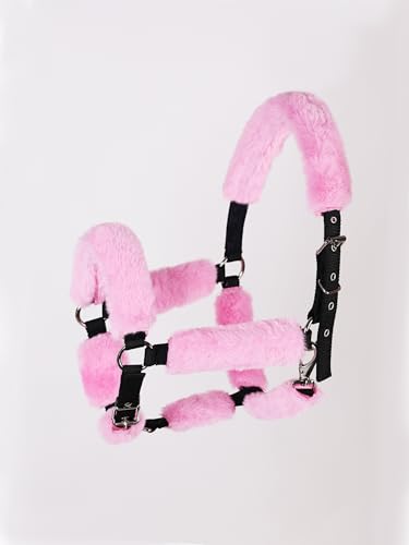 Harrison Howard Fleece Halter Covers for Horses, Set of 9, Prevent Hair Loss Pressure Marks, Padded Horse Halter Fleece Set Pastel Pink - color: Pastel Pink