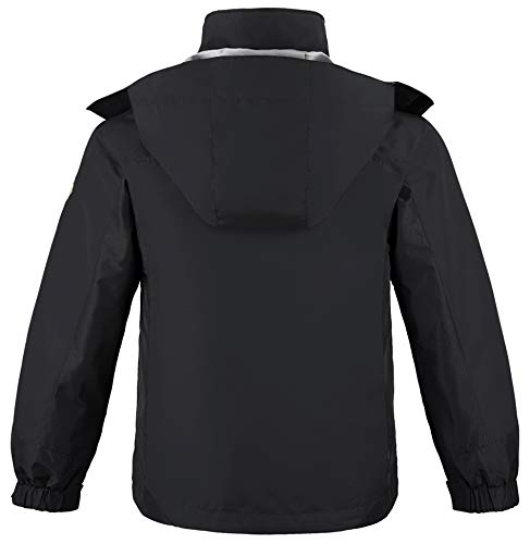 wantdo Boys' 3-in-1 Ski Jacket Fleece-Lined Winter Coat Hooded Raincoat - color: Black, size: 6-7