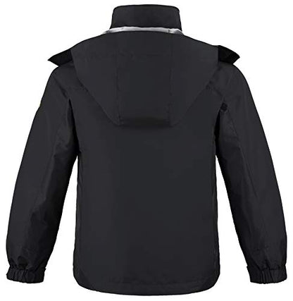 wantdo Boys' 3-in-1 Ski Jacket Fleece-Lined Winter Coat Hooded Raincoat - color: Black, size: 8