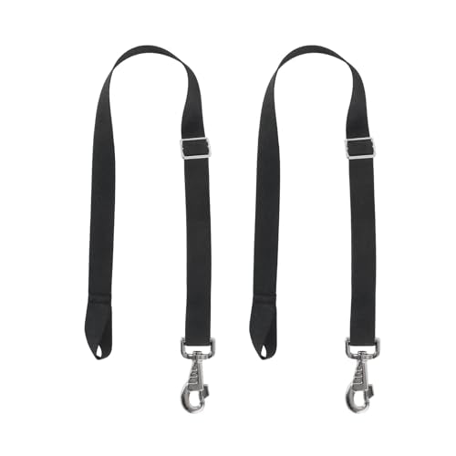 Premium Horse Blanket Sheet Leg Straps, Replacement Stretchy Belly Strap with Swivel Snaps and Loop End, Adjustable Length from 22 to 40 Inch Black (2 Pcs)