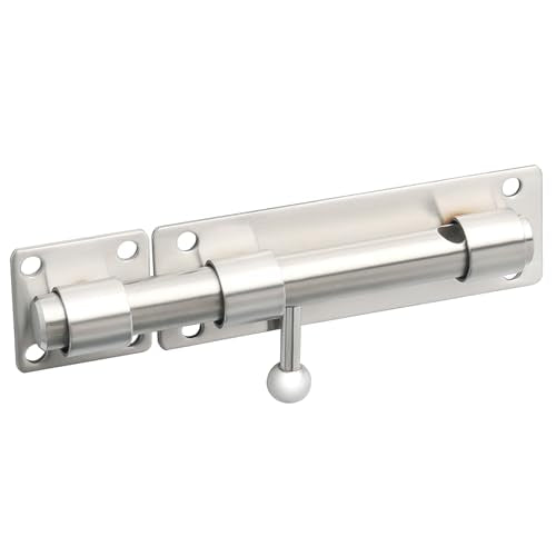 Alise 6 inch Barrel Bolt Latch,Heavy Duty Slide Lock for Barn Door | Brushed Nickel SUS304 Stainless Steel Padlock-Style Slide Bolt Latch,Security Gate Latch for Wooden Fence,Outdoor Door - color: Brushed Nickel, size: 6 Inch