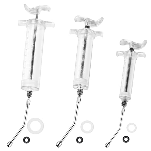 3 Pcs Reusable Drench Gun Syringe, 20ml/50ml/100ml, for Pet & Livestock