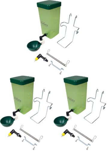 Hen's Choice™ 1L (32 oz) Drinker W/Cup, Nipple, & Wire Bracket for Chicks & Small Animals, Chicken Waterer, Green (Pack of 3) - color: Green/White, size: 1 Liter (Pack of 3)