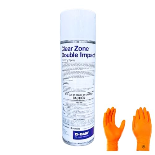 Clear Zone Double Impact Farm Fly Spray - Powerful & Long-Lasting Insect Control with Premium USA Supply Gloves for Safe Eradication & USA Supply Pest ID Card